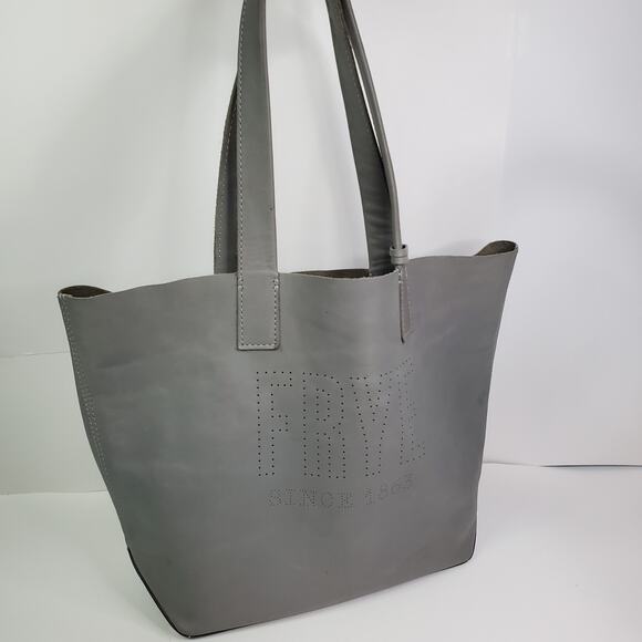 FRYE Carson Gray Leather Shoulder Tote Bag distressed Leather - Picture 2 of 14